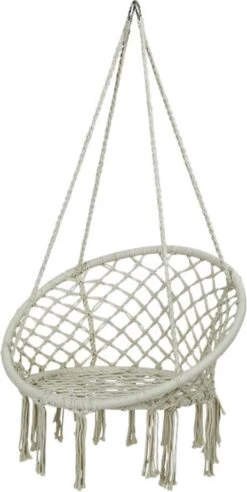 Macramé Hangstoel Beige - Beige Hangstoel - Hangstoel Touw - Hangstoel - Tot 110KG - Eenpersoons Hangstoel - Hang Stoel 1 Persoon - Hangstoel Voor Binnen - Hangstoel Zonder Standaard - Hangstoel Buiten -Meubel Verkoop 603x1200