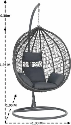 Bircim Hangstoel Ei/Egg-Vorm Met Dikke Kussens - Voor Binnen En Buiten - Incl. Standaard, Onderstel & Kussens - Antraciet 10 Bircim Hangstoel Ei/Egg-Vorm Met Dikke Kussens - Voor Binnen En Buiten - Incl. Standaard, Onderstel & Kussens - Antraciet -Meubel Verkoop 688x1200