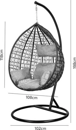 Hangstoel - Ei Stoel - Met Frame - Zwart Beige - Tot 125 Kg -Meubel Verkoop 700x1200