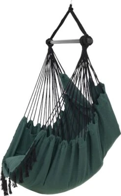 Vita5 XXL Hangstoel | Binnen&Buiten Hangnest | Incl. 2 Kussens En Boekenvak | Volwassenen&Kinderen | Hangmatstoel Tot 225kg | Donkergroen -Meubel Verkoop 742x1200