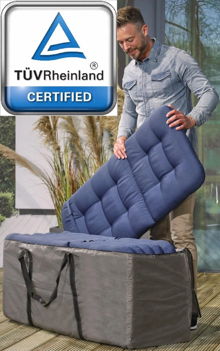 Opbergtas Voor Tuinmeubelkussens - 125 X 40 X 50 Cm (4 – 6 Lounge- Tuinkussens) - Grijs / Antraciet 8 Opbergtas Voor Tuinmeubelkussens - 125 X 40 X 50 Cm (4 – 6 Lounge- Tuinkussens) - Grijs / Antraciet - Afbeelding 6