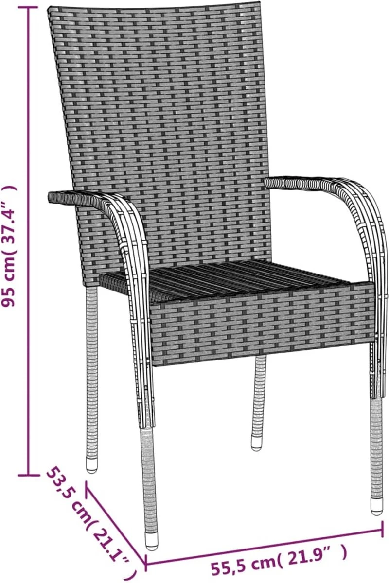 VidaXL 5-delige Tuinset Poly Rattan Bruin 7 VidaXL 5-delige Tuinset Poly Rattan Bruin - Afbeelding 5