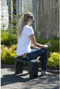 Nature - Tuinkruk 2-in-1 - Tuinzit/-knielkruk - Tuin Werkbank - Grijs - H34 X 66 X 25cm -Meubel Verkoop 814x1200