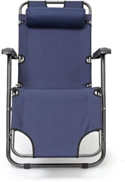 Relaxdays Ligstoel Inklapbaar - Ligbed Met Hoofdsteun - Strandstoel Verstelbaar - Camping - Donkerblauwe -Meubel Verkoop 823x1200