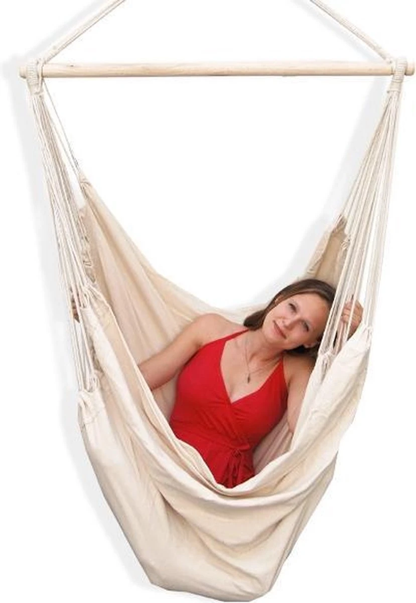 XXL 2 Persoons Hangstoel 185x130 - Zit Hangmat Met Spreidstok Tot 150 Kg - Binnen En Buiten 10 XXL 2 Persoons Hangstoel 185x130 - Zit Hangmat Met Spreidstok Tot 150 Kg - Binnen En Buiten - Afbeelding 8