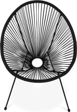 Set Van 2 Design Stoelen Ei-vormig - Acapulco Zwart - Stoelen 4 Poten Retro Design, Plastic Koorden, Binnen/buiten -Meubel Verkoop 830x1200