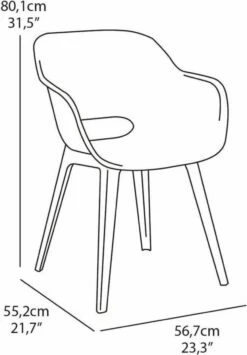 Allibert Akola Tuinstoelen - 2 Stuks -56,5x55x80cm - Donkergrijs -Meubel Verkoop 834x1200