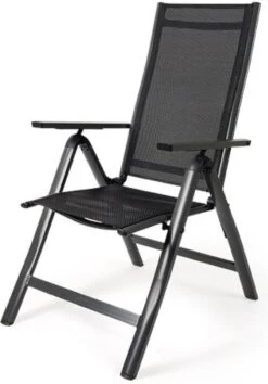 Tuinstoel 7 Standen, Inklapbaar, Aluminium Frame, Textileen Zitting En Rugleuning