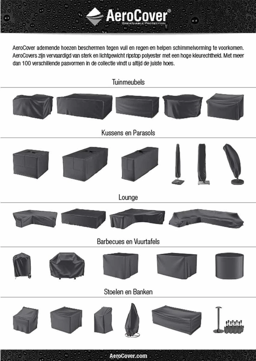 AeroCover Loungesethoes 220x220x90xH70 Cm - Antraciet 11 AeroCover Loungesethoes 220x220x90xH70 Cm - Antraciet - Afbeelding 9