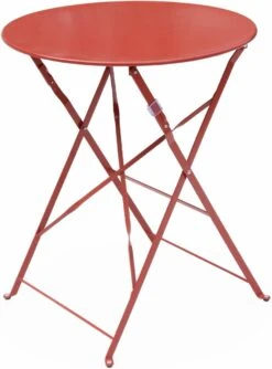 Emilia - Ronde Inklapbare Bistrotafel Ø60cm Van Gepoedercoat Staal – Terra Cotta -Meubel Verkoop 887x1200 1