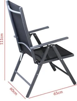 Tuinset 4 + 1 Klapstoelen Tuintafel – Aluminium 80x80cm - Grijs -Meubel Verkoop 910x1200