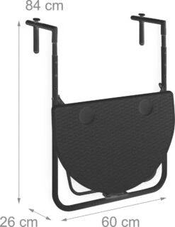 Relaxdays Balkontafel Inklapbaar, Balkon Tafel Rotan, Hangtafel Reling - Zwart -Meubel Verkoop 926x1200