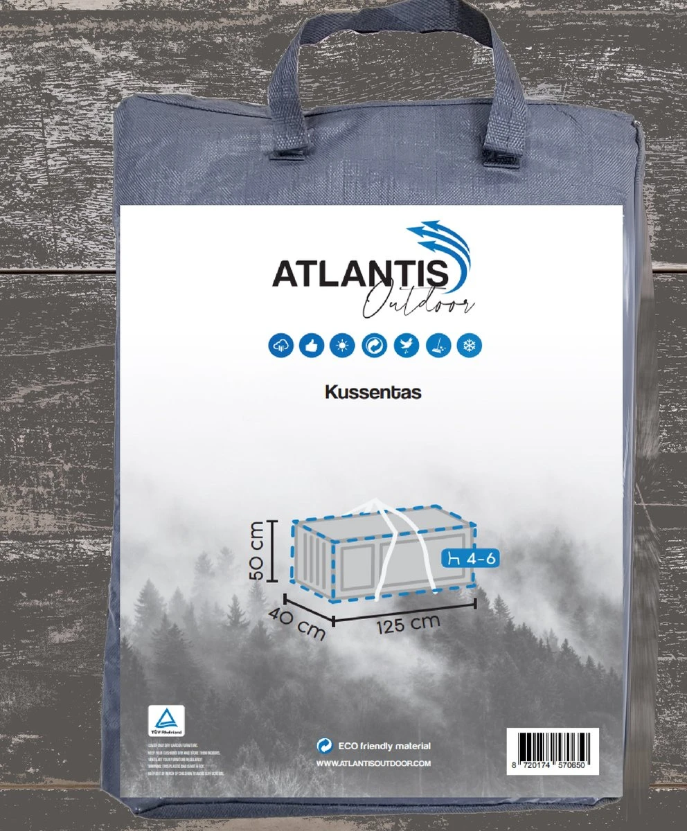 Opbergtas Voor Tuinmeubelkussens - 125 X 40 X 50 Cm (4 – 6 Lounge- Tuinkussens) - Grijs / Antraciet 9 Opbergtas Voor Tuinmeubelkussens - 125 X 40 X 50 Cm (4 – 6 Lounge- Tuinkussens) - Grijs / Antraciet - Afbeelding 7