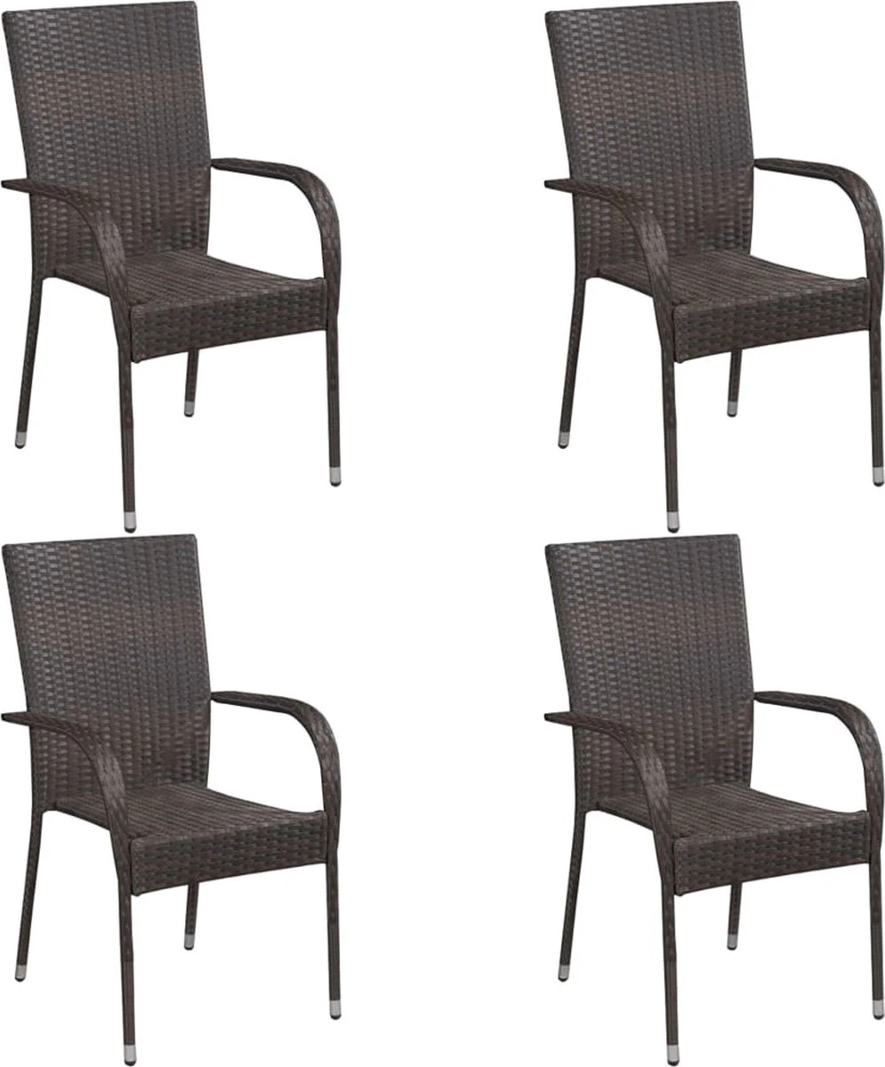 VidaXL 5-delige Tuinset Poly Rattan Bruin 6 VidaXL 5-delige Tuinset Poly Rattan Bruin - Afbeelding 4